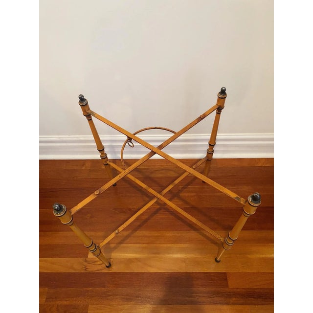 Burnt Orange Vintage Italian Hand Painted Tole Collapsible Double Tray Tea Cart Table For Sale - Image 8 of 9