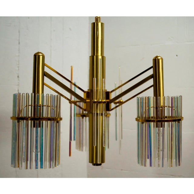 Mid-Century Modern Chandelier in Brass and Rainbow Crystal by Gaetano Sciolari, 1970s For Sale - Image 3 of 16
