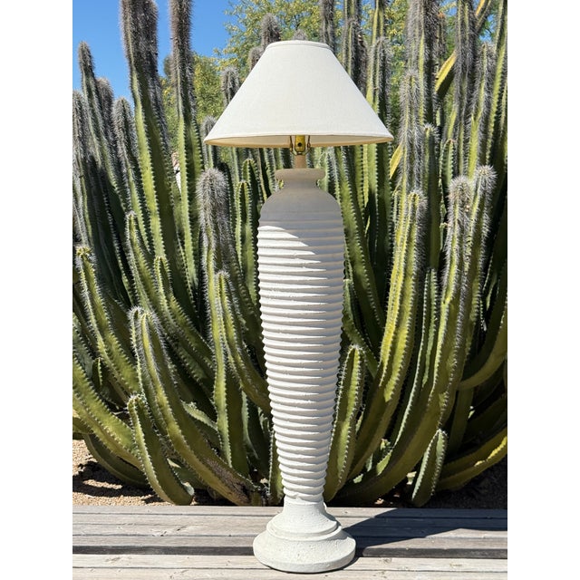 This gorgeous white plaster lamp with its original shade was produced in the 1980s and still looks fabulous! The lamp is...