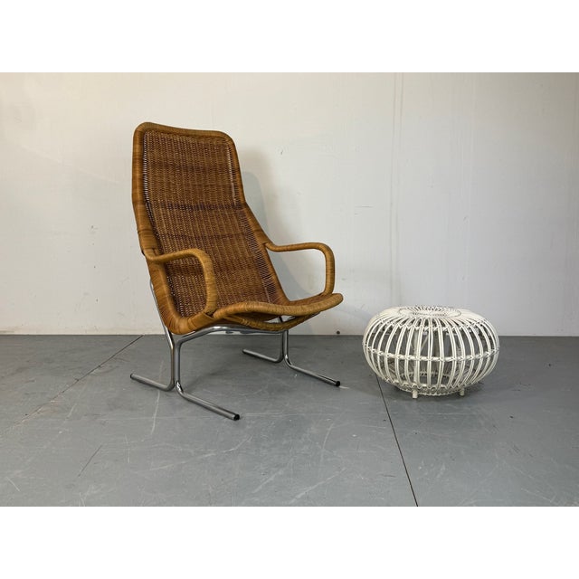 Vintage Modernist Mid-Century Rattan Lounge Chair by Dirk van Sliedregt. Made by Gebr Jonkers. Chair is in very good...