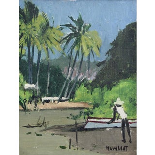 Robert Humblot, Dusk on Schoelcher Lagoon Martinique, 1959, Oil on Canvas, Framed For Sale