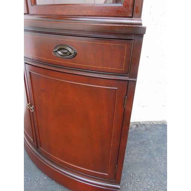Bassett Mahogany Inlay Corner China Display Cabinet Cupboard 6913 For Sale - Image 17 of 18