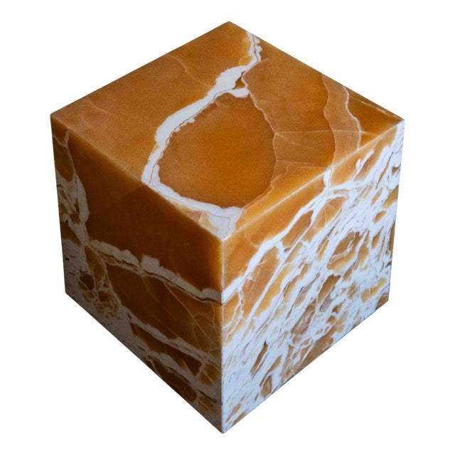Logos 35 Side Table in Orange Onyx by Manifeste For Sale