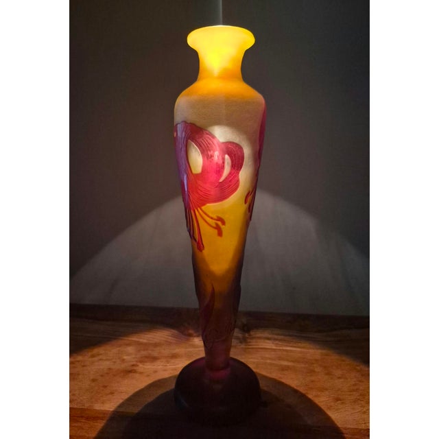 Red Art Nouveau Nancy School Vase from Emile Gallé For Sale - Image 8 of 9