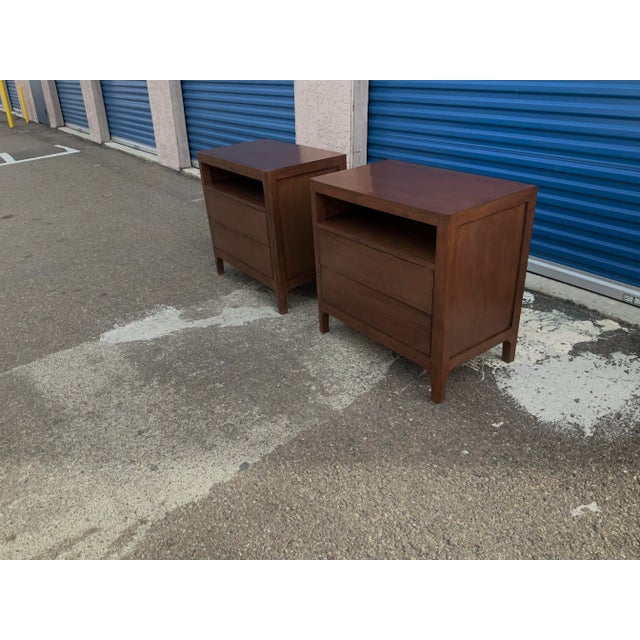 Modern Modern Style Alder Nightstands in Walnut Finish - a Pair For Sale - Image 3 of 4