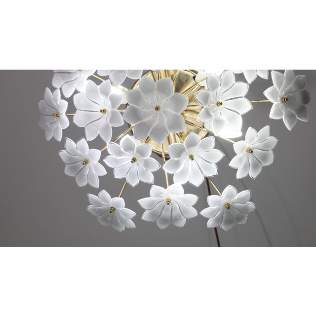 Glass 1980s Audrey Hepburn, Delicious Murano Glass Ceiling Light White Wall Light Flowers For Sale - Image 7 of 16