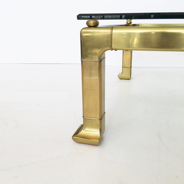 Gold Modern Brass Coffee Table by Mastercraft With Glass Top For Sale - Image 8 of 9