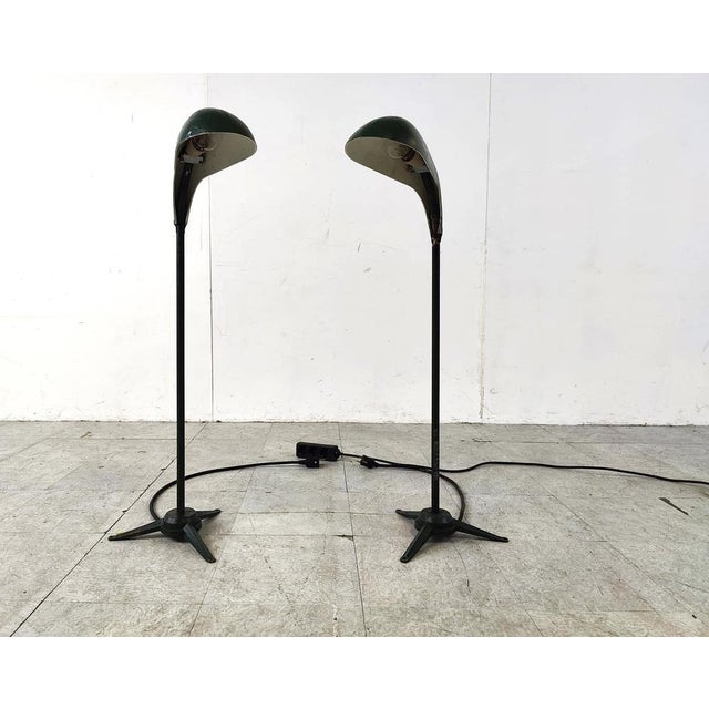 Green Vintage Metal Floor Lamps, 1970s, Set of 2 For Sale - Image 8 of 8