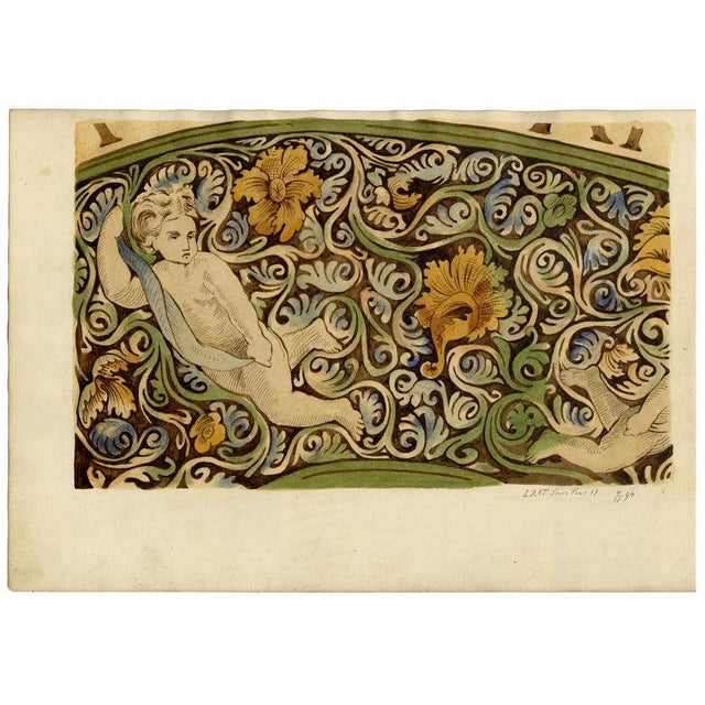Josef Kott, Decorative Frieze with Acanthus & Putti, 1800s, Paper For Sale - Image 6 of 9