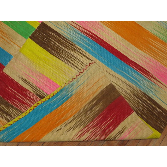 Retro Turkish Deco Kilim, Rainbow - 6'9" x 8'9" For Sale In New York - Image 6 of 6