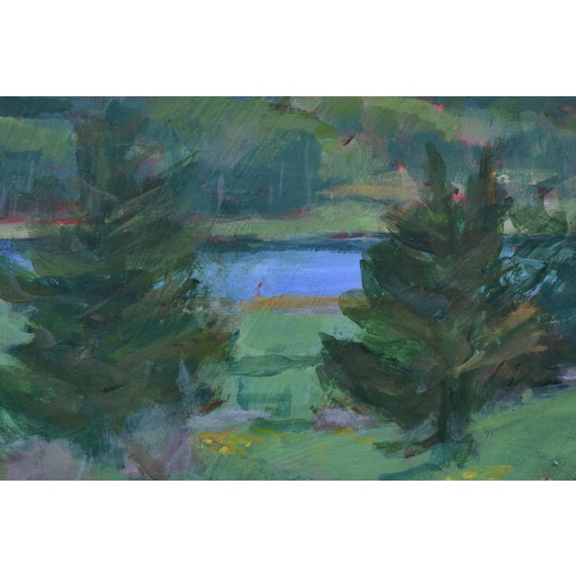Green “Buttercup Lined Path" Contemporary Plein Air Acrylic Painting by Stephen Remick For Sale - Image 8 of 9