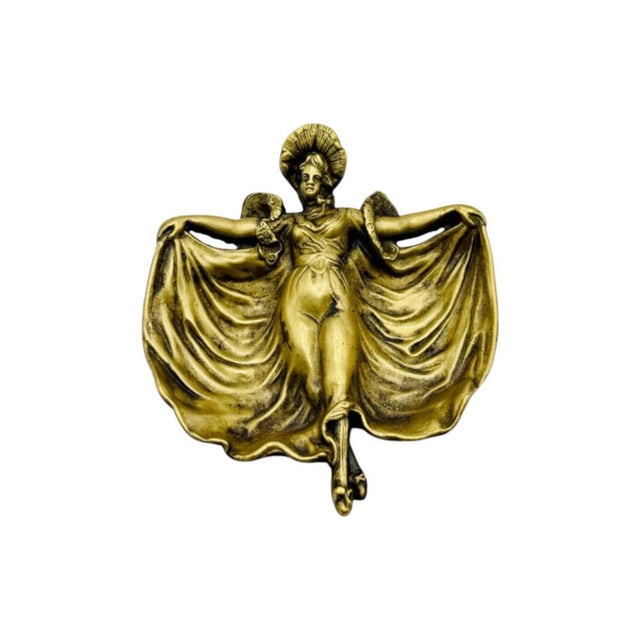 Gold Art Nouveau Vide-Poche with Female Figure in Bronze-Toned Metal, 1890s For Sale - Image 8 of 8