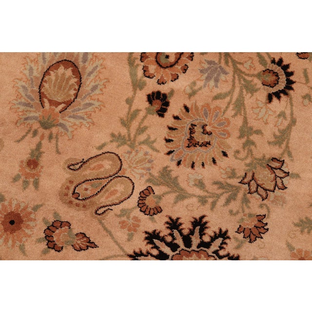 Boho Chic 1990's Tan/Green Wool Rug - 6'2'' X 8'11'' For Sale - Image 4 of 9