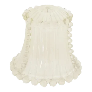 Vintage 1940s Clear and Opaque Glass Bell-Shaped Lamp Shade With Candlewick Bead Details