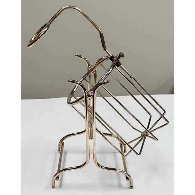 Mid-Century Modern Vintage Silver-Plated Wine Bottle Caddy For Sale - Image 3 of 8