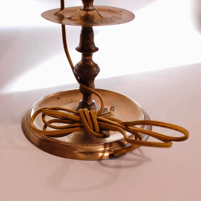 Brass Antique Continental Brass Oil Lamp For Sale - Image 8 of 11
