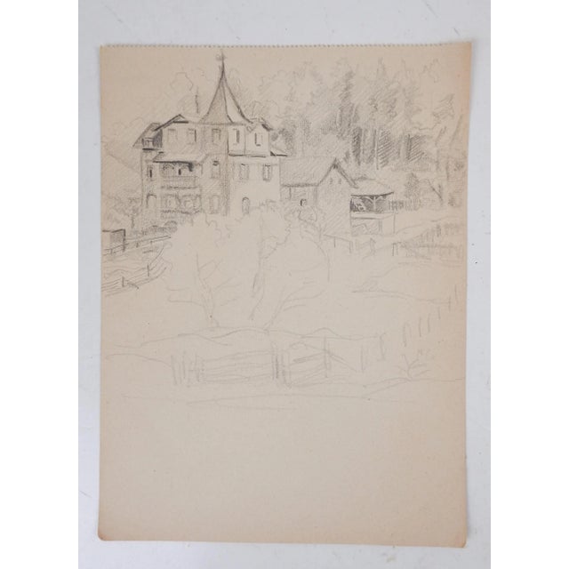 Collection of Small Antique Architectural Drawings - Set of 4 For Sale - Image 4 of 5