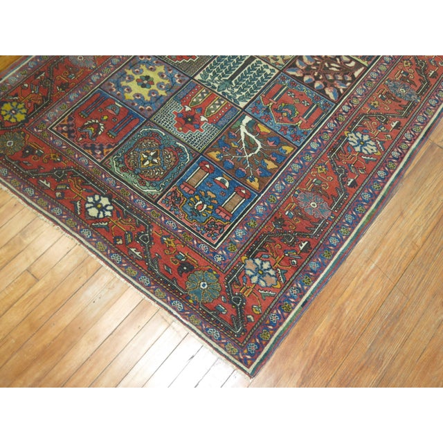 Red Early 20th Century Zabihi Collection Senneh Bakhtiari Colorful Garden Box Rug - 4'9" x 6'7" For Sale - Image 8 of 8