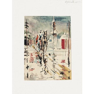 Rider Watercolor on Paper by Pierre Laurent Brenot For Sale