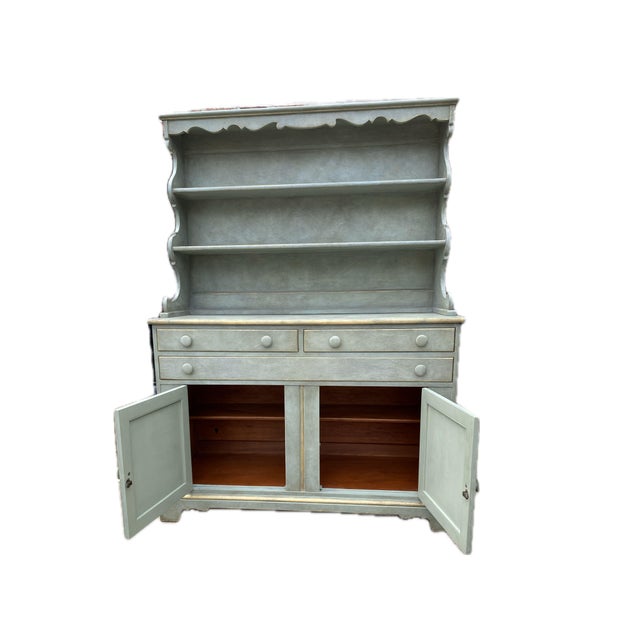 1940s Vintage Willet Hutch in Custom Chateau Silvery Sage For Sale - Image 5 of 11