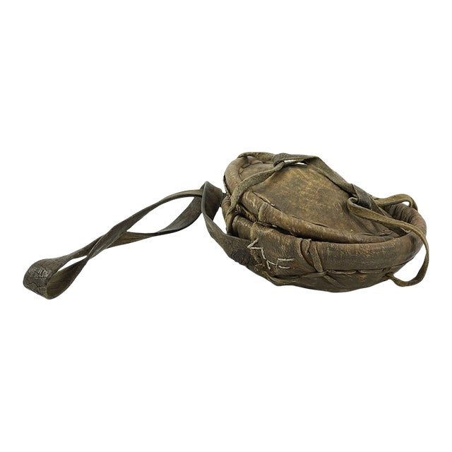 Early 20th Century Small Mesob Lidded Leather Wrapped Lunch Basket Ethiopia For Sale