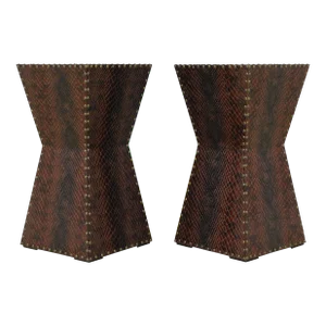 Pair Modern Design Snake Skin Leather Tables