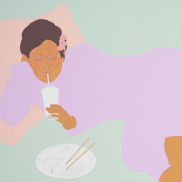 'Floating Bento' by Pegge Hopper, Hawaii, Art Center, Los Angeles, Reclining Woman For Sale - Image 4 of 9