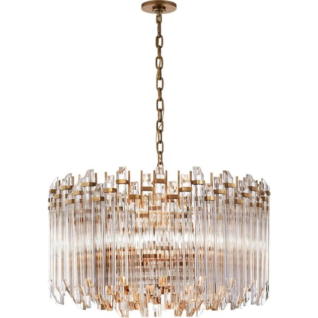 Adele Large Wide Drum Chandelier in Hand-Rubbed Antique Brass with Clear Acrylic Designer: Suzanne Kasler Canopy: 5" Round...