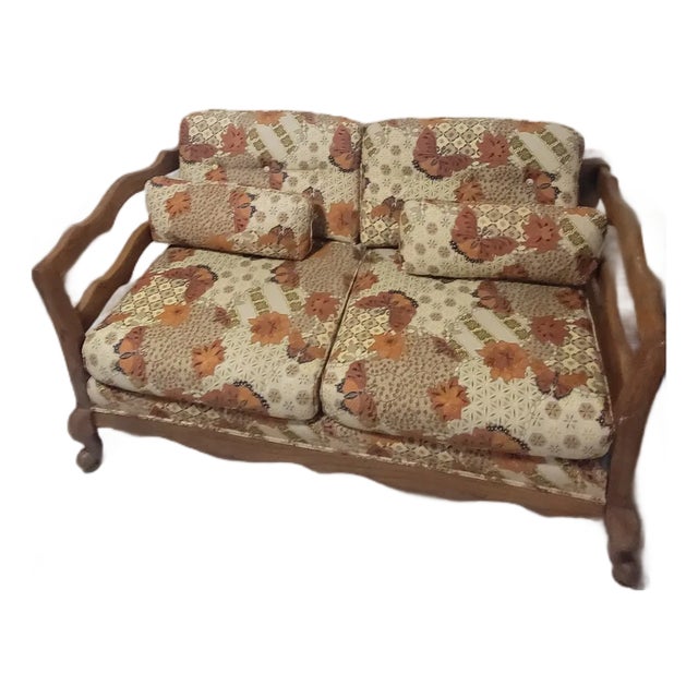 1970s Mohasco / Trendline Butterfly Loveseat in Original Floral Upholstery For Sale