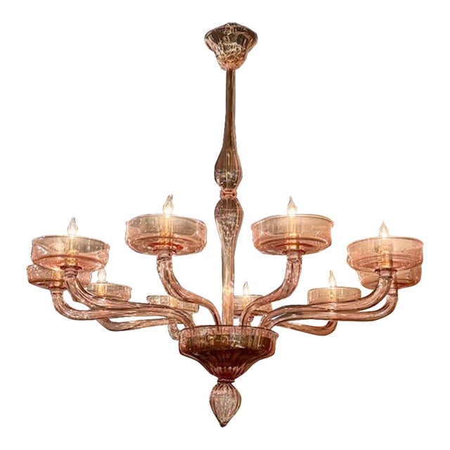 Modern Murano Rosa Glass Chandelier For Sale