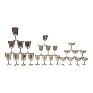 Vintage Sheridan Silver Plate Champagne Wine Water Goblets- Set of 24 For Sale