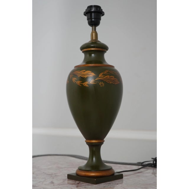 Traditional Capitel Wood Paint Decorated Urn Lamps - a Pair For Sale - Image 3 of 11