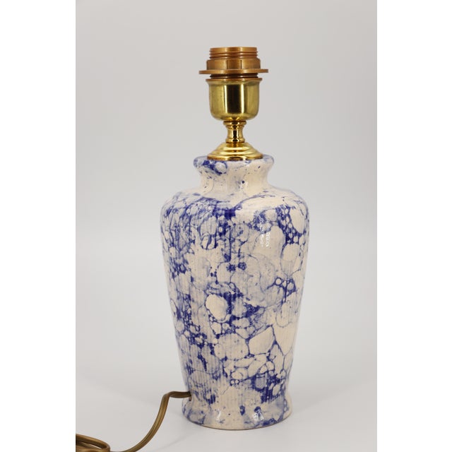 Mid-Century Modern Blue and White Ceramic Table Lamp, Portuguese For Sale - Image 6 of 13