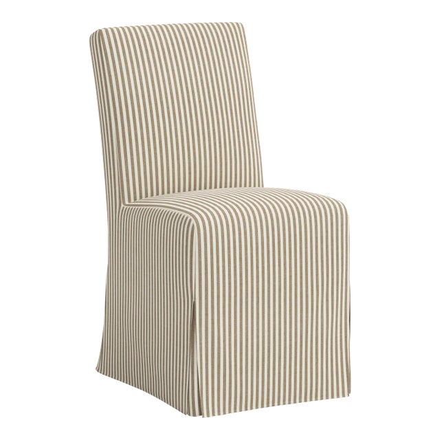 Stoffer Home x Cloth & Company Lindy Slipcover Dining Chair in Jane Stripe Burlap For Sale