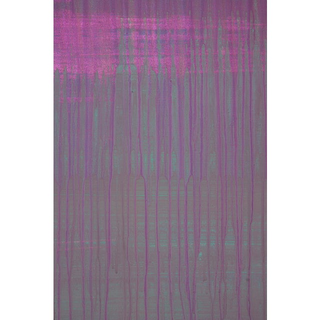 "Observations In The Desert / Magenta Over Dark Green" Large Abstract Acrylic Painting by Simon Findlay For Sale - Image 12 of 12