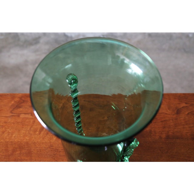 1960s 1960s 16" Large Italian Green Empoli (Attr.) Center Vase For Sale - Image 5 of 6