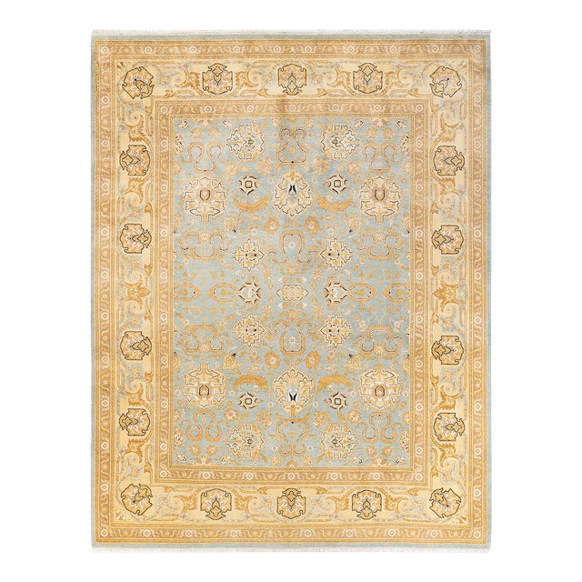 Eclectic, One-of-a-Kind Hand-Knotted Area Rug in Light Blue, 8' 1" x 10' 4" For Sale