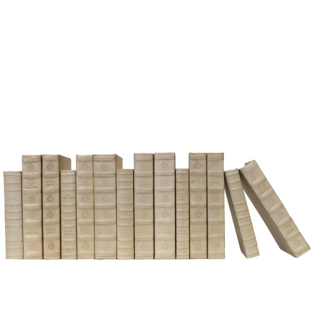 Modern Decorative Books - Ivory Leather Books - Cream Books By The Foot For Sale - Image 3 of 3