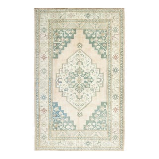 Vintage Turkish Rug - Handwoven Wool With Faded Medallion - Mid-Century Anatolian Beauty - 6'9" X 9'10" For Sale