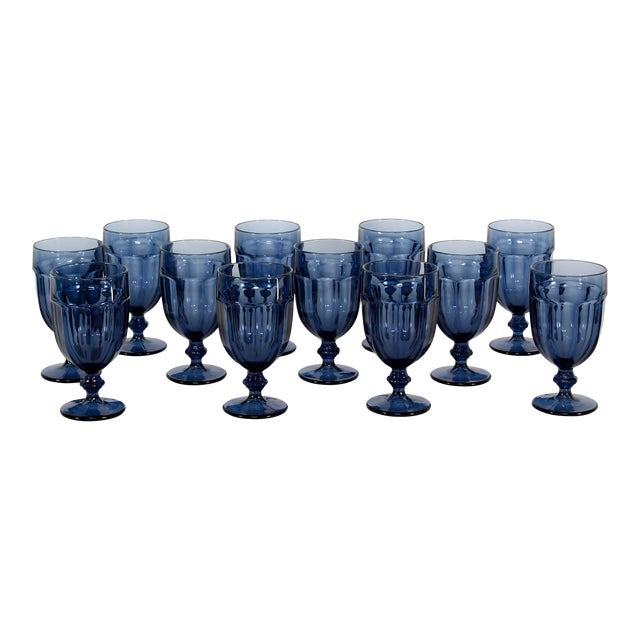 Vintage Libbey Duratuff Goblets Dusky Blue Stemmed Glassware Beverage