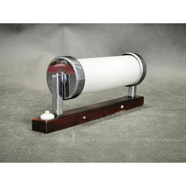 Bauhaus Chrome and Opaline Glass Wall Light, Czechoslovakia, 1930s For Sale - Image 11 of 12