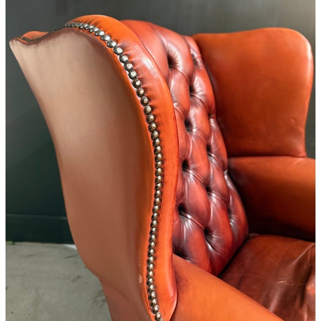 Mid-Century Scandinavian-Made Chippendale-Style Leather Windback Chair For Sale In Charleston - Image 6 of 11