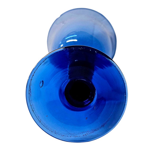 Late 20th Century Mexican Handblown Cobalt Blue Stem Glasses, Set of 9 For Sale - Image 13 of 13