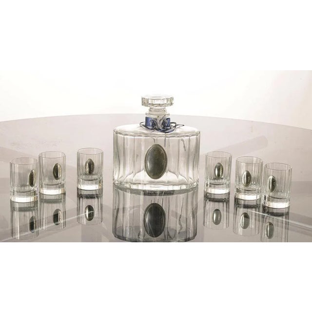 1990s Liqueur Set with Crystal Bottle and Glasses in Silver Plating by Pierre Cardin, France, 1990s For Sale - Image 5 of 5