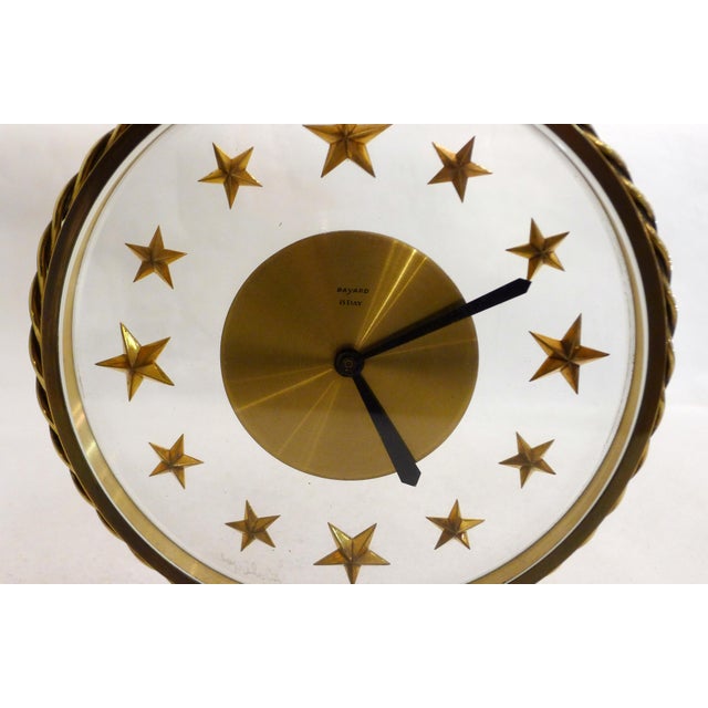 Starry Table Clock in Marble, Brass and Glass by Bayard and Lalique, 1950s For Sale - Image 12 of 14