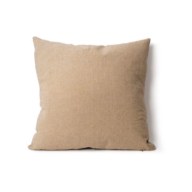 Pair of Handcrafted Linen Pillow With Vintage Aso Oke Textile and Down Insert For Sale - Image 4 of 17