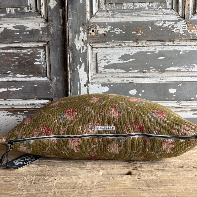 French Linen Lumbar- Jardin Bronze For Sale - Image 4 of 5