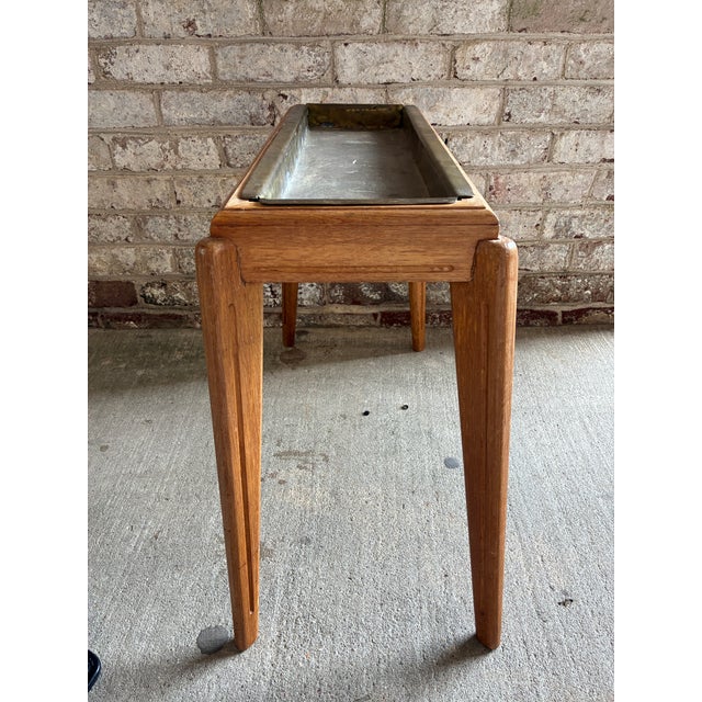 Vintage Brass & Wood Rectangular Side Table For Sale In New York - Image 6 of 12