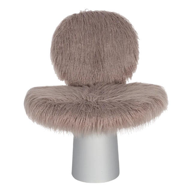 Pilota Grey Faux Fur White Aluminium Lounge Chair by Pulpo For Sale