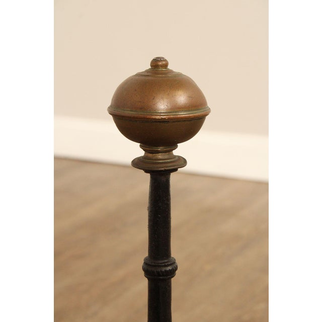 Black Antique Pair of Forged Iron and Brass Fireplace Andirons For Sale - Image 8 of 12